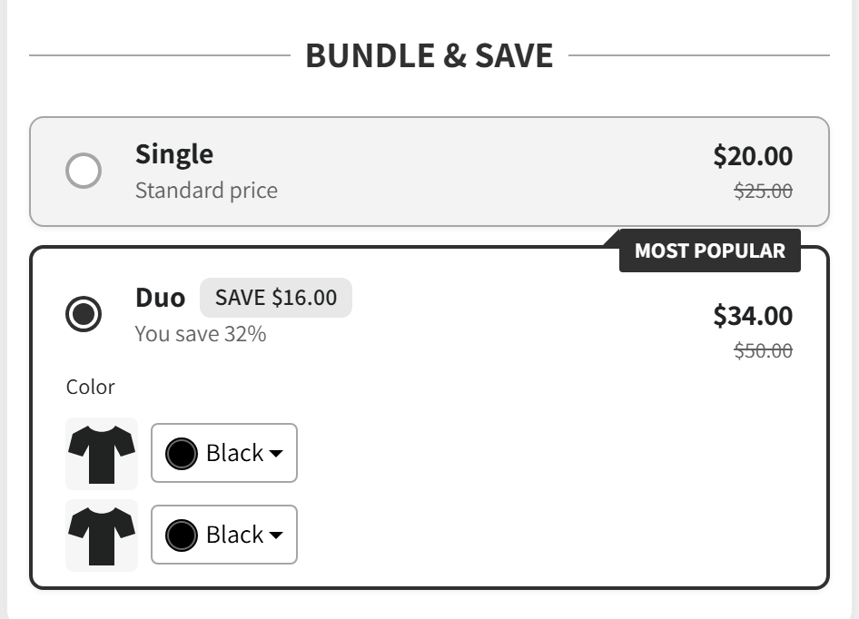 Offer tiers showing real prices and savings in their texts