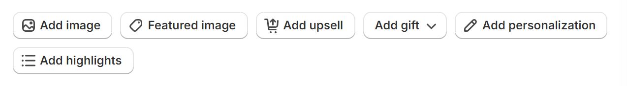Images, gifts and more buttons inside an open tier